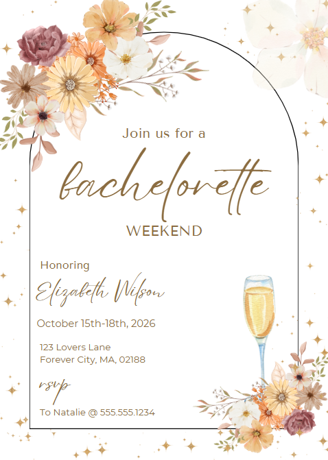 Wildflower Bachelorette Weekend Invitation – Canva Template