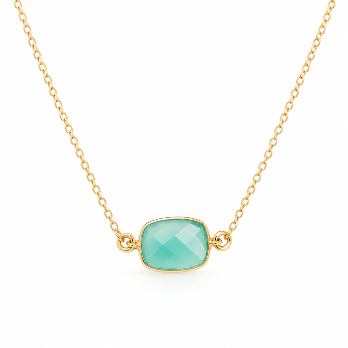 Chalcedony Gemstone Gold Necklace