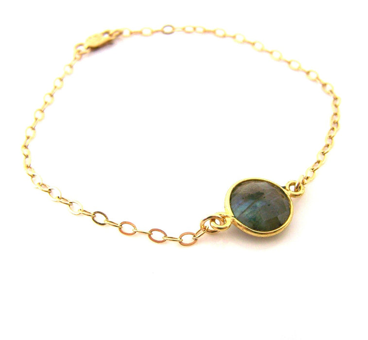 Labradorite Gemstone Gold Filled Chain Dainty Bracelet