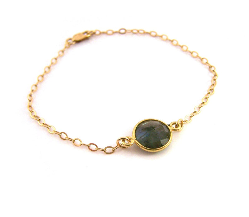 Labradorite Gemstone Gold Filled Chain Dainty Bracelet