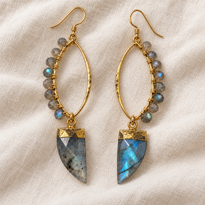 Labradorite Marquise & Fang Gold-Filled Earrings