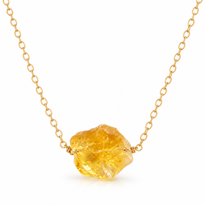 Raw Citrine Gemstone 14k Gold Filled Necklace