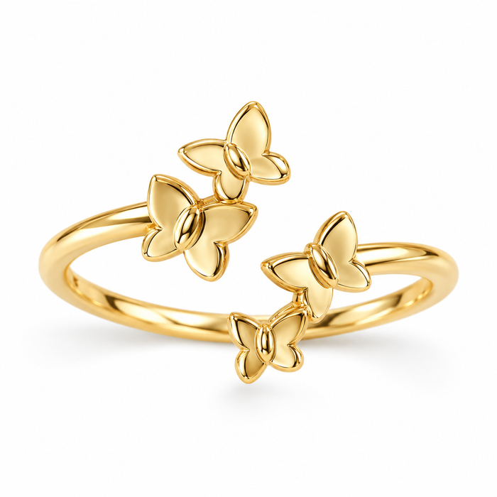 Bronze Adjustable Butterfly Cluster Ring – Size 6–8