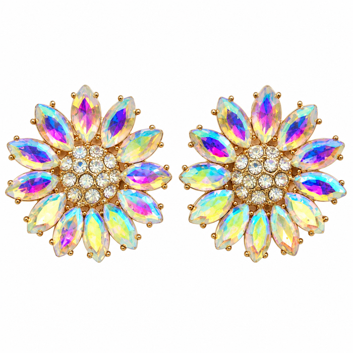 Aurora Crystal Flower Statement Earrings | Curated