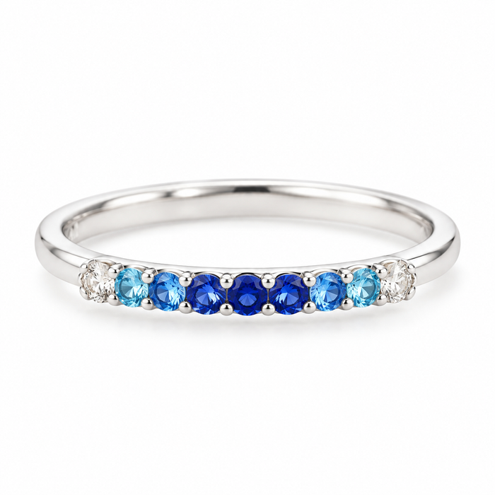 Sterling Silver Blue Ombre Nano Gem Ring - Size 6