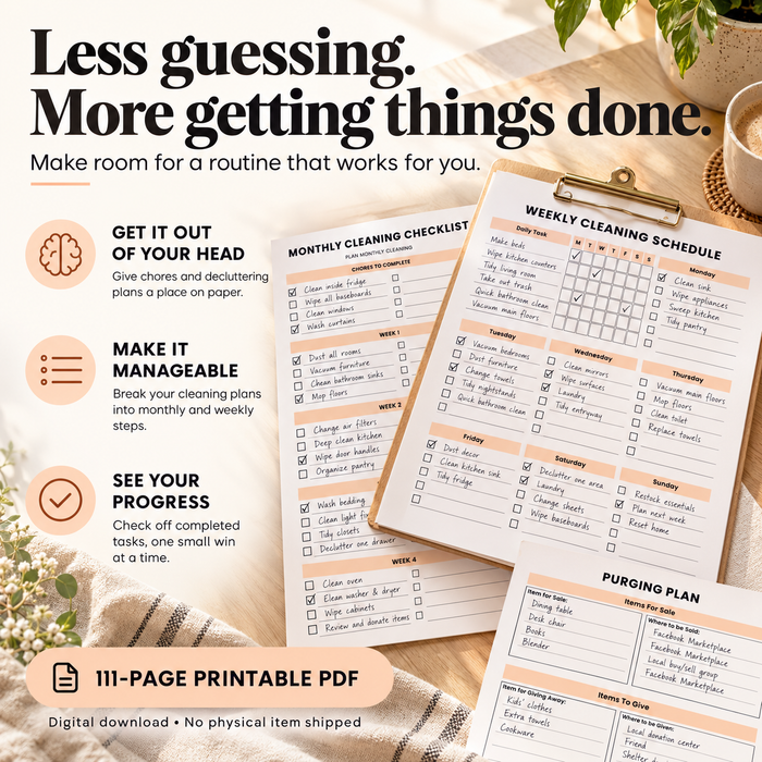 Yearly Home Cleaning Planner – Editable Canva Template & Printable PDF