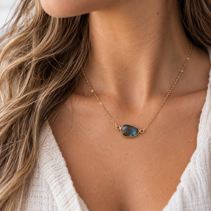 One of a Kind Labradorite Connector Necklace | 14K Gold Filled