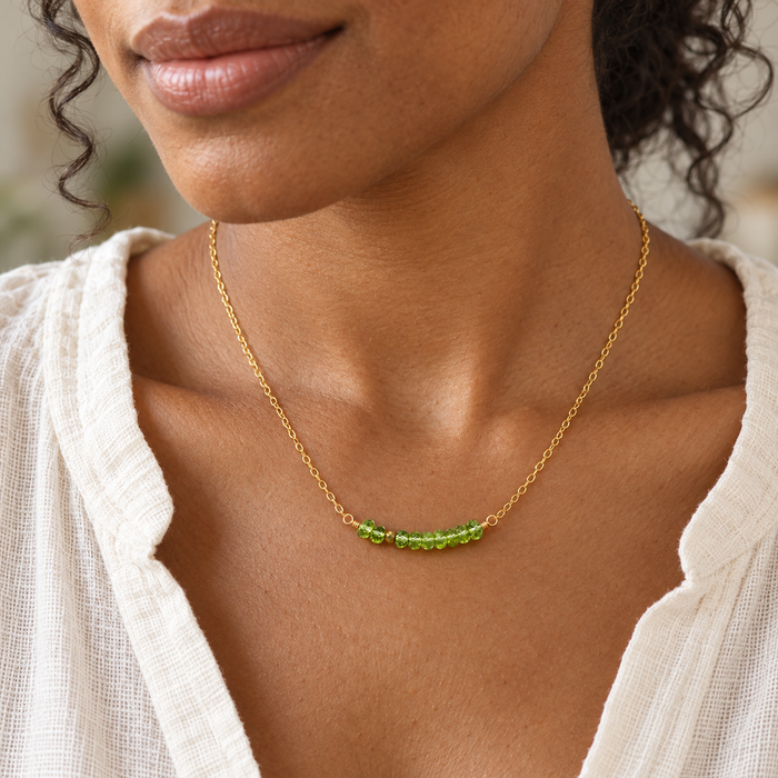 Peridot & Pyrite Bar Necklace