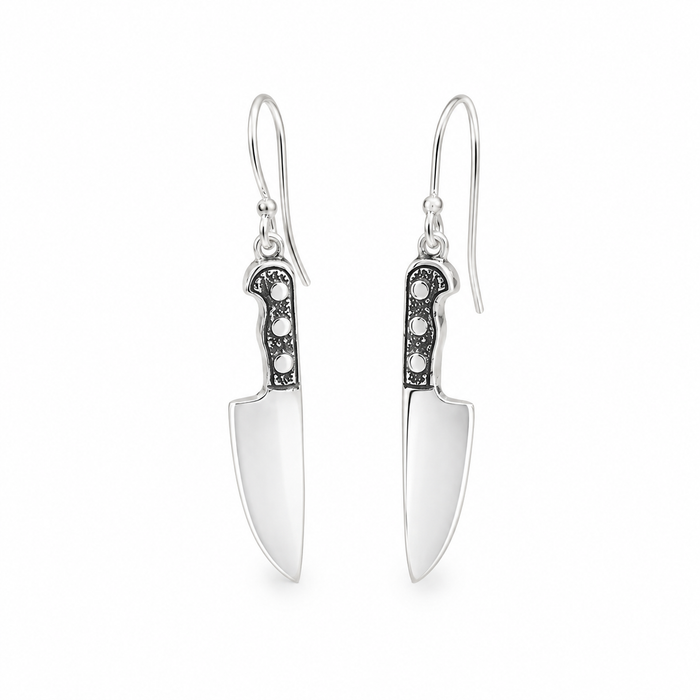 Sterling Silver Kitchen Knife Dangle Earrings