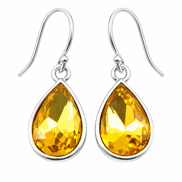 November Birthstone Crystal Earrings - Sterling Silver