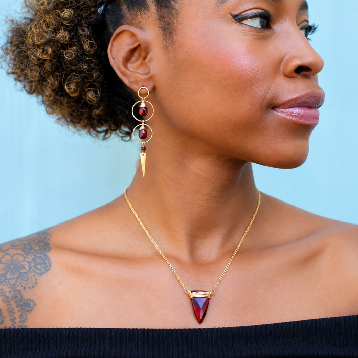 Red Quartz Dagger Necklace – Gold Filled Wire Wrapped