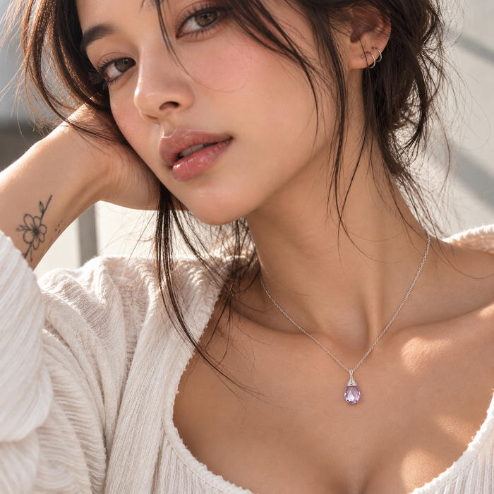 December Birthstone Necklace - Silver