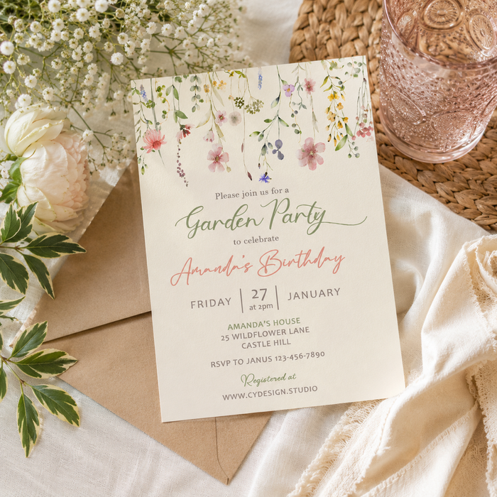 Garden Party Invitation | Editable Canva Template