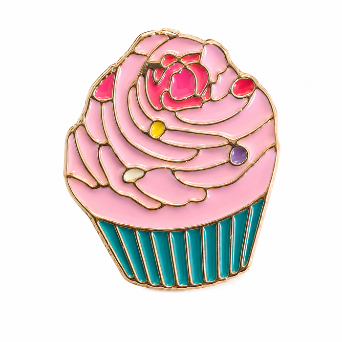 Pink Rose Cupcake Enamel Pin