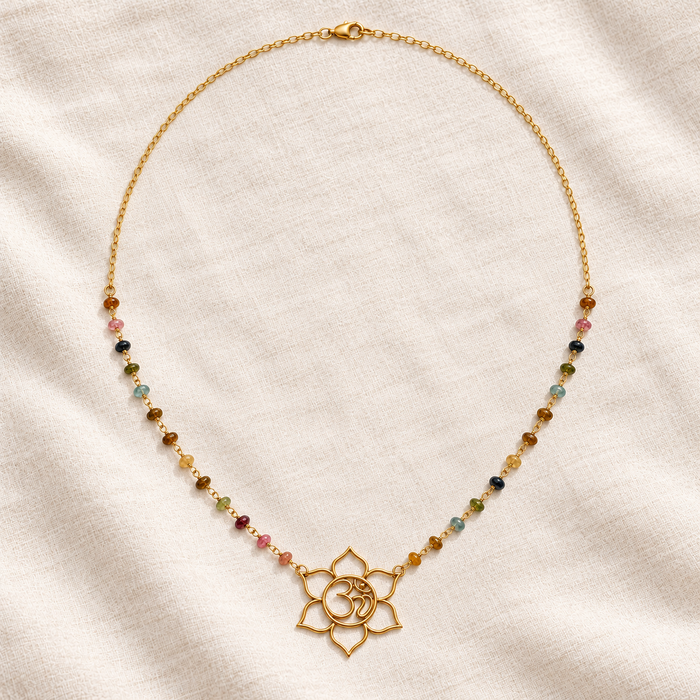 Tourmaline Om Lotus Necklace