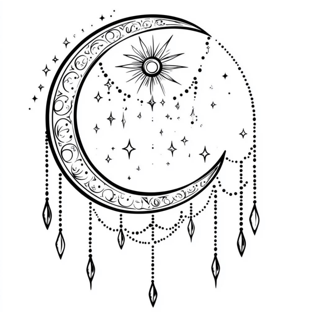 Boho Moon Coloring Book – 52 Page Instant Download