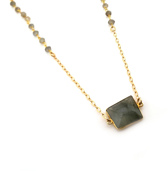 Labradorite Gemstone Necklace - Gold Necklace - 14k Gold Filled Necklace