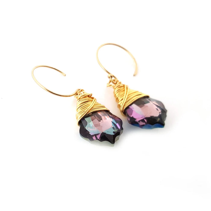 Mystic Violet Baroque Swarovski Crystal Handmade Earrings