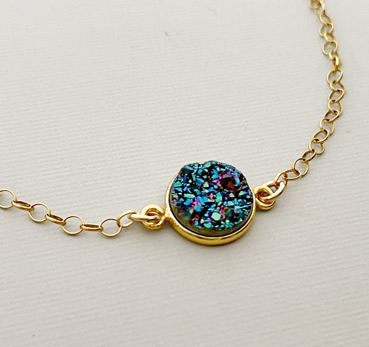 Rainbow Druzy Bracelet – 14k Gold Filled, 7.75 Inch