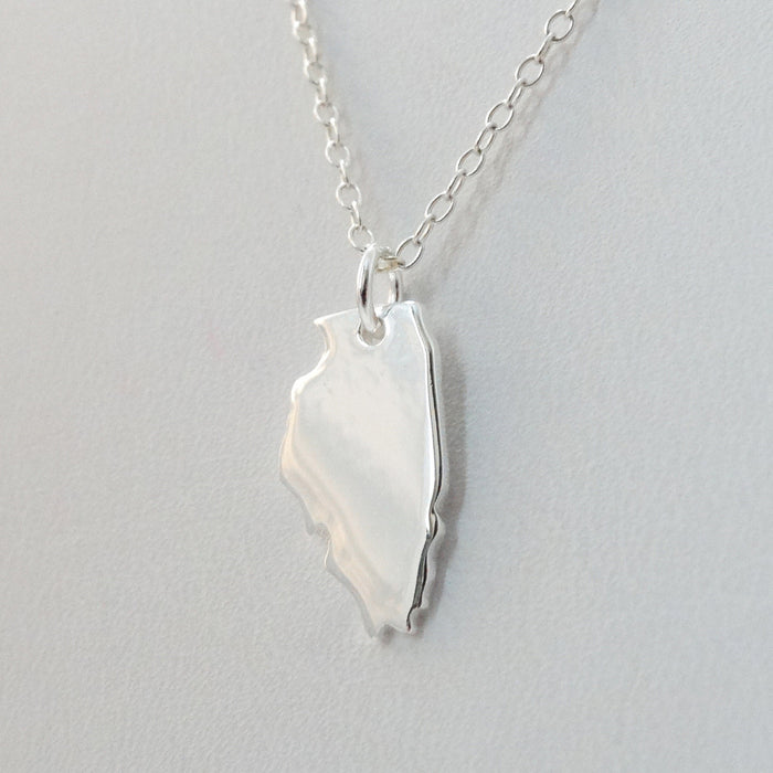 Illinois State Necklace – Sterling Silver IL Charm on 16" Chain