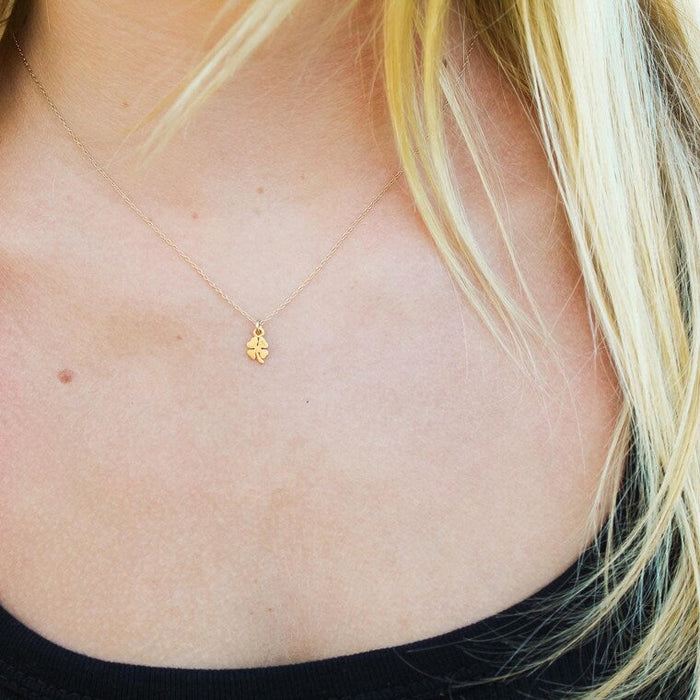 Tiny Gold Shamrock Necklace