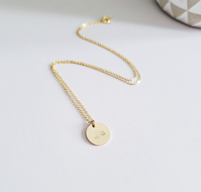 Rainbow Disc Necklace – Hand Stamped Pride Jewelry in Gold Filled or Sterling Silver