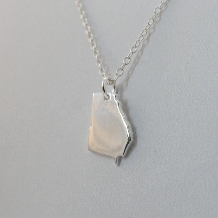 Georgia State Necklace – Sterling Silver GA Charm on 18" Chain