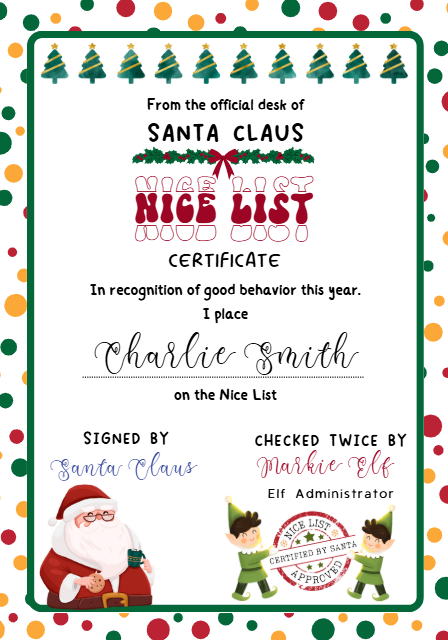 Santa Letter Bundle Canva Template – Nice List Certificate, Wish List & North Pole Envelopes