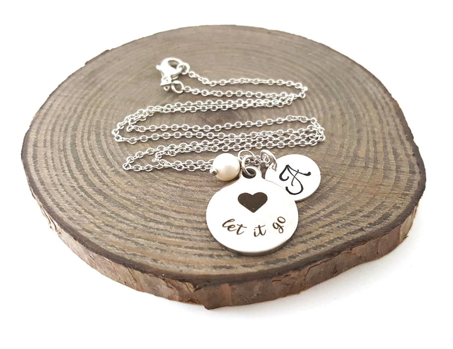 Let It Go Necklace – Sterling Silver with Birthstone & Initial Charm