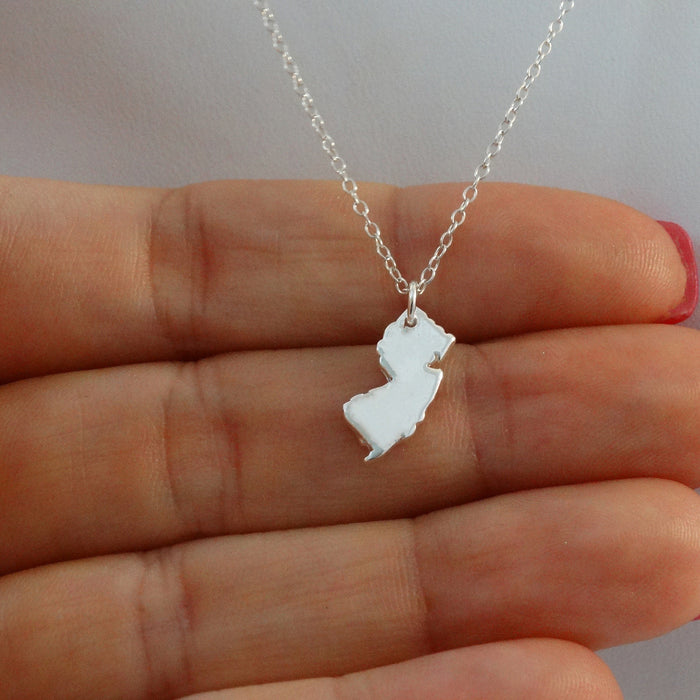 New Jersey State Necklace – Sterling Silver NJ Charm on 16" Chain