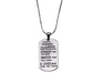 Dog tag necklace with motivational quote on a white background