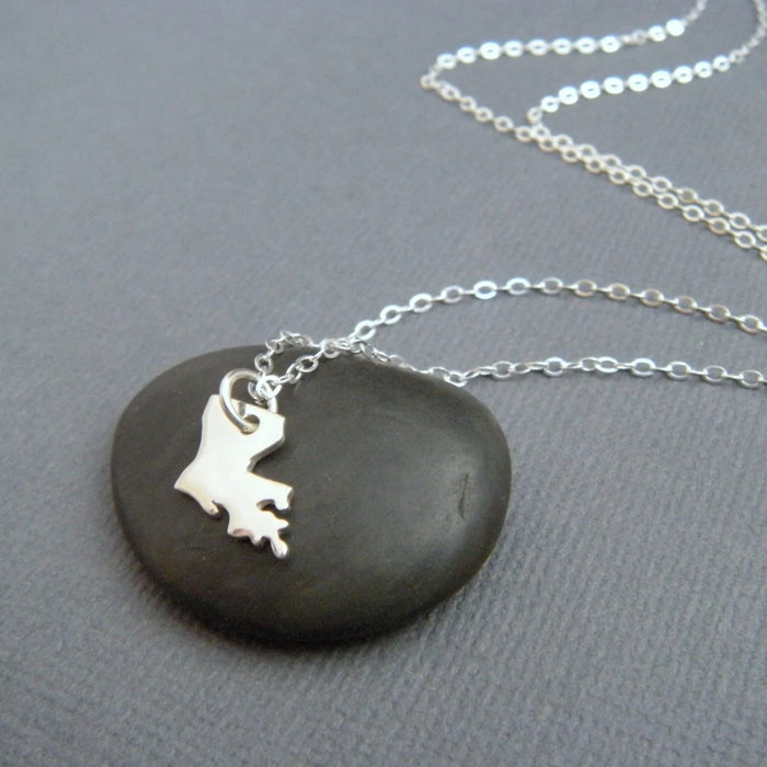 Tiny Louisiana State Necklace – Sterling Silver LA Charm on 16" Chain