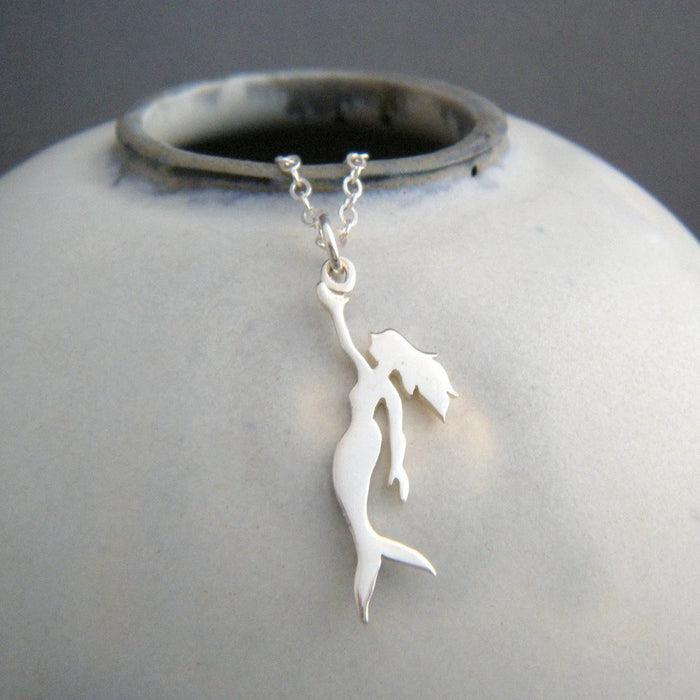 Tiny Mermaid Necklace – Sterling Silver Siren Charm on 16" Chain