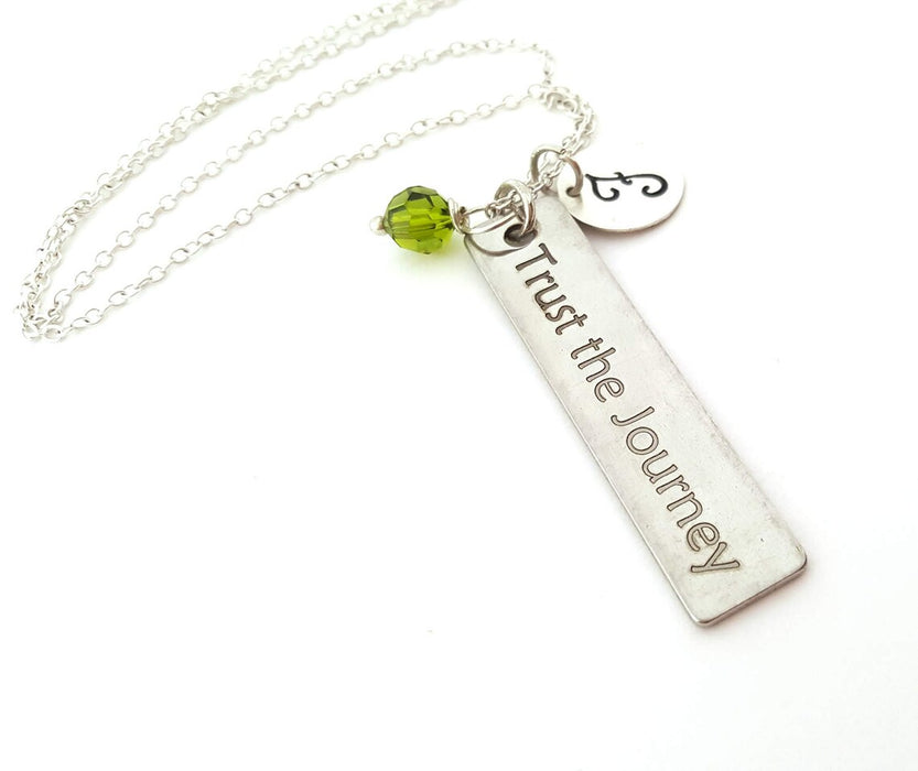 Trust the Journey Necklace – Sterling Silver with Birthstone & Initial Charm