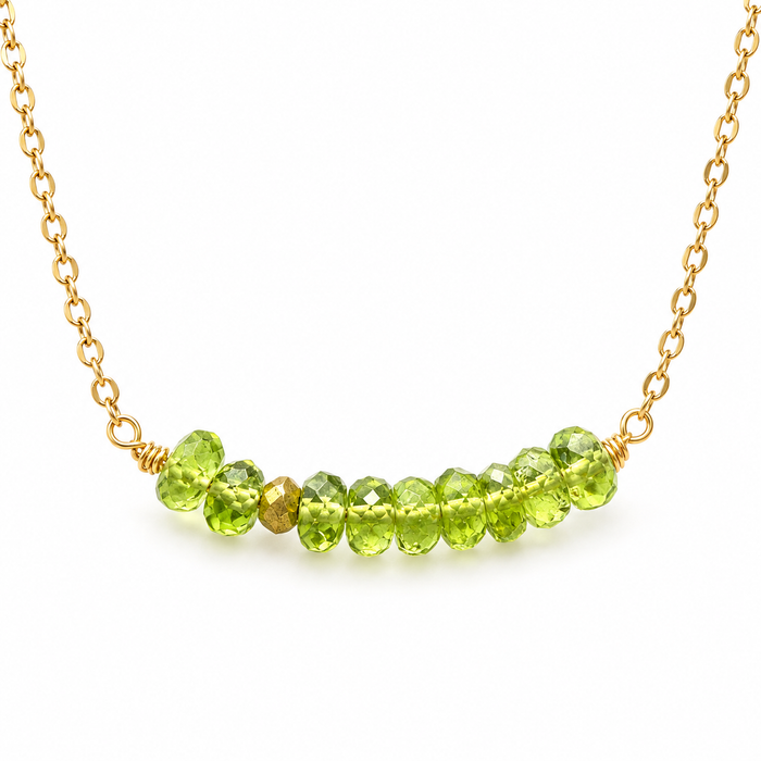 Peridot & Pyrite Bar Necklace