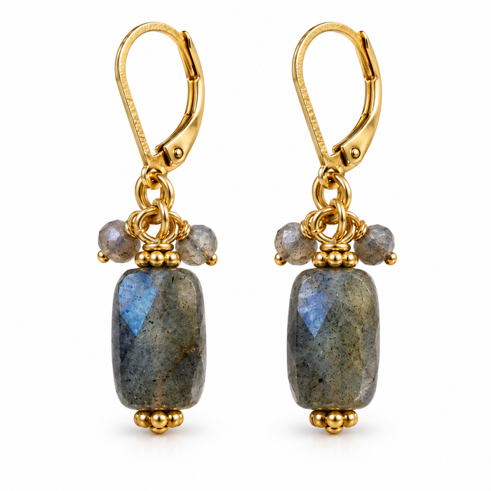 Labradorite & Gold-Filled Leverback Earrings
