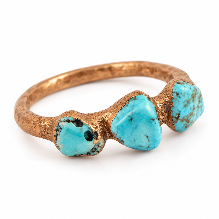 OOAK Copper Electroformed Turquoise Ring – Size 8.5
