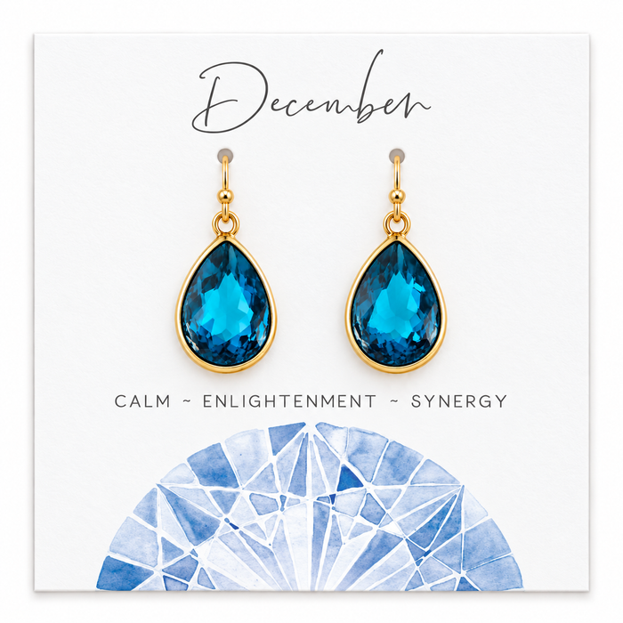 December Birthstone Blue Topaz Crystal Earrings – 14K Gold Filled