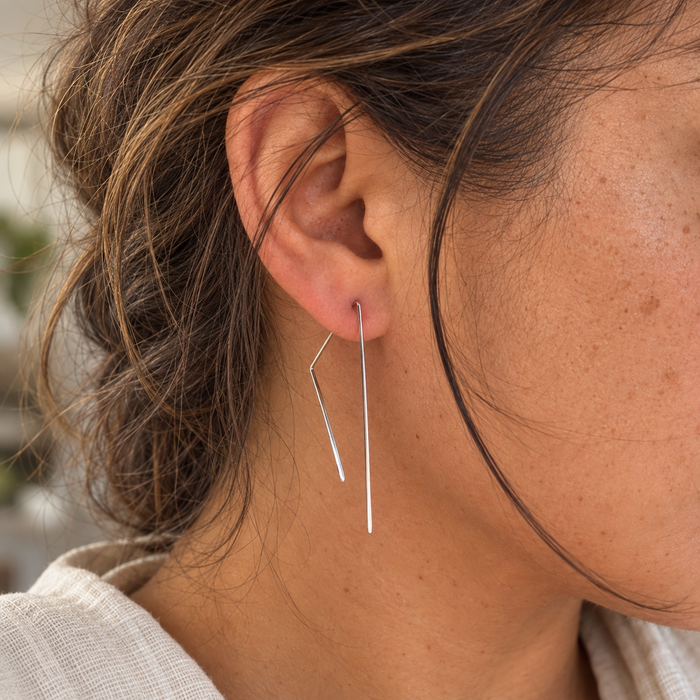 Angular Stick Earrings in Sterling Silver