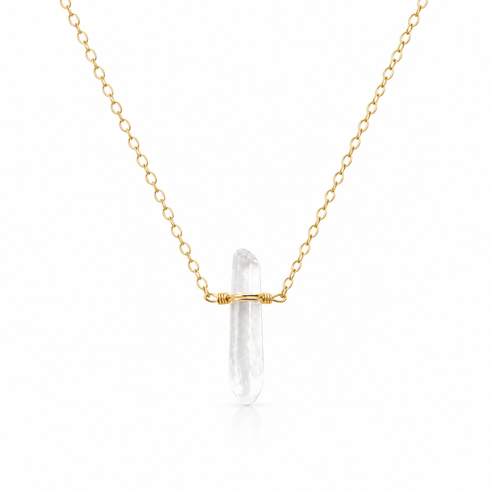 Single Quartz Crystal Necklace – Gold Filled, Wire Wrapped, Choose Your Length, Made to Order
