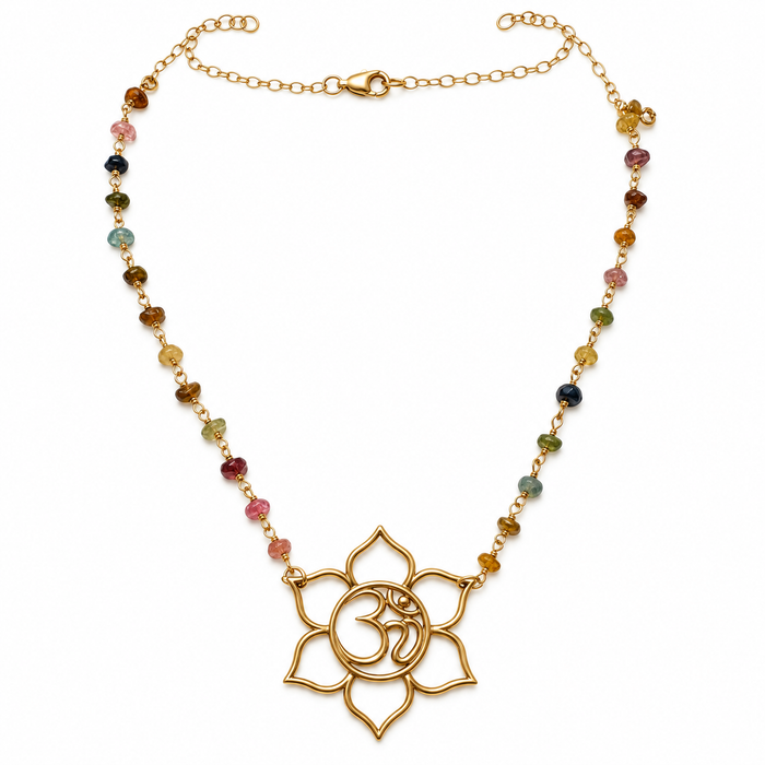 Tourmaline Om Lotus Necklace