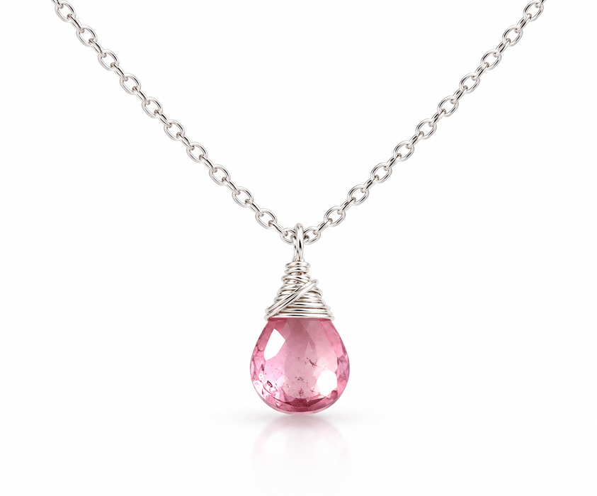 October Birthstone Necklace - Sterling Silver