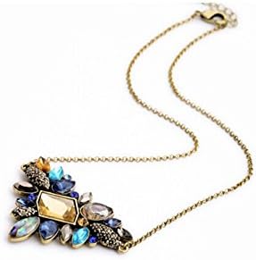Multicolor Rhinestone Brass Statement Necklace
