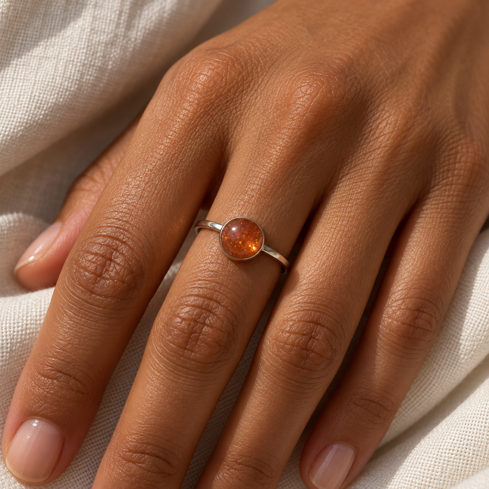 Sunstone Sterling Silver Ring – Size 6.5