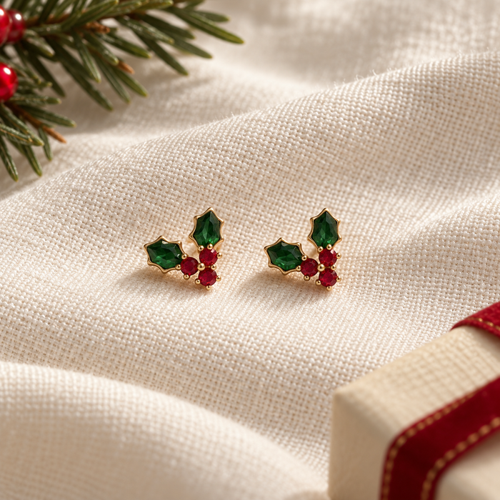 Sparkling Holly Stud Earrings