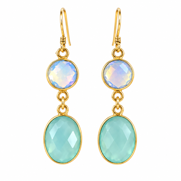 Opalite & Chalcedony Drop Earrings – 14k Gold Filled