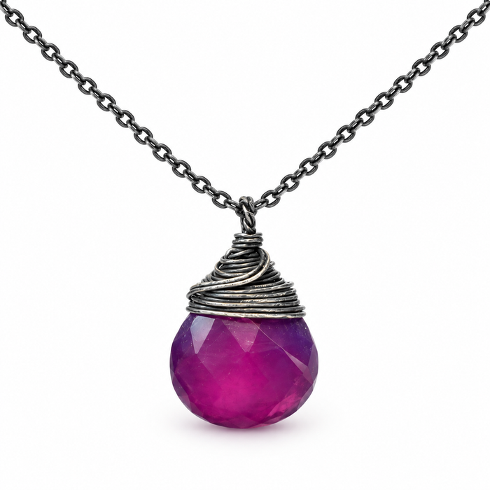 OOAK Purple Chalcedony Necklace in Oxidized Sterling Silver