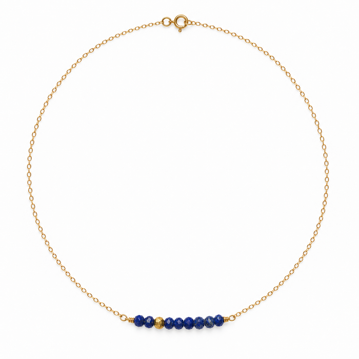 Lapis & Gold Pyrite Bar Necklace – One of a Kind