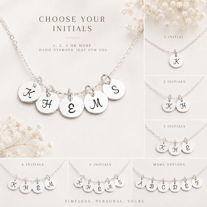 Tiny Initial Necklace - Hand Stamped Sterling Silver Initial Necklace
