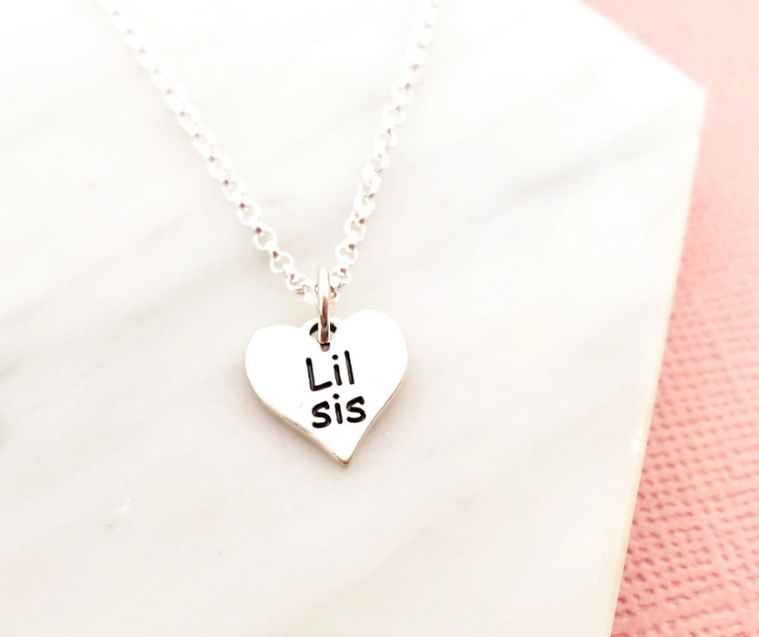 Lil Sis Heart Sterling Silver Necklace